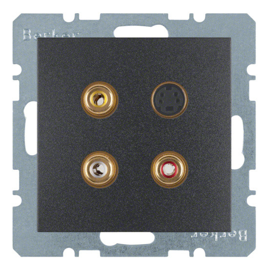 Мультимедийная розетка RCA/S-Video антрацит Berker B.3/B.7