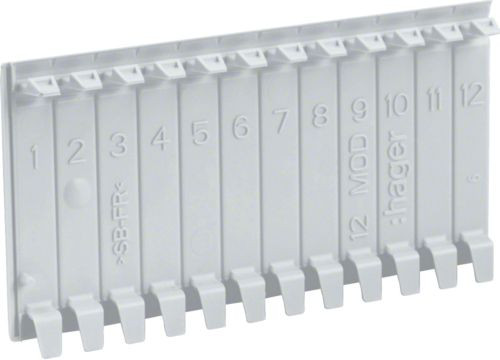 Полоса-заглушка Hager VZ413 для щитов шириной 6М (серая)