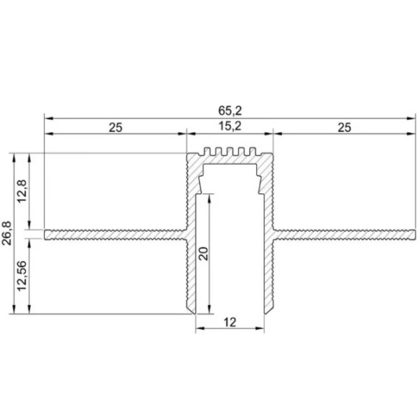 LED-профіль ширяючі лінії для стель з гіпсокартону "роздільний", 2 метра (ПЛГ-12-27-65) - фото №1