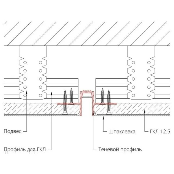 LED-профіль ширяючі лінії для стель з гіпсокартону "роздільний", 2 метра (ПЛГ-12-27-65) - фото №2