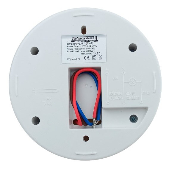 Інфрачервоний датчик руху TNSy ДР 013Б 1200Вт 180-360° 12м IP20 білий (TNSy5502879) - фото №3