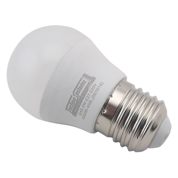 Светодиодная лампа TNSy LED Bulb-G45-5W-E27-220V-4000K-450L ICCD (TNSy5000037) - фото №1