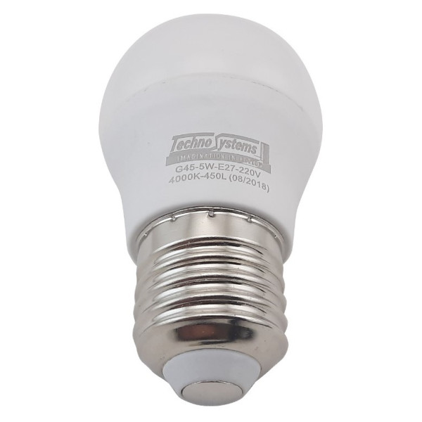 Светодиодная лампа TNSy LED Bulb-G45-5W-E27-220V-4000K-450L ICCD (TNSy5000037) - фото №2