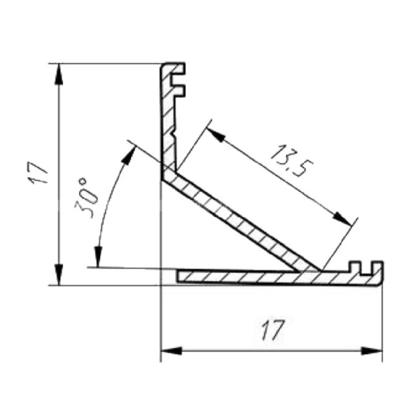LED-профіль кутовий анодований, 2 метра (ЛПУ17н_2) - фото №2