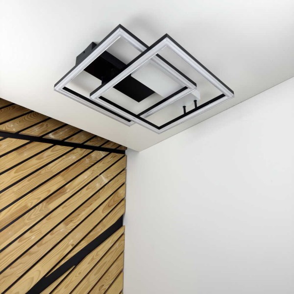 Світильник LED smart BRIONI-S+пульт 84W 3000-5000K IP20 квадрат біло-чорний Violux ( 220705 )