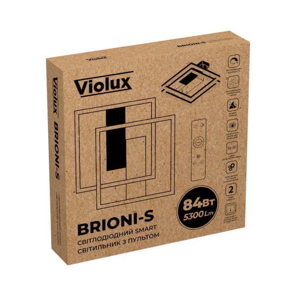 Світильник LED smart BRIONI-S+пульт 84W 3000-5000K IP20 квадрат біло-чорний Violux ( 220705 ) - фото №6
