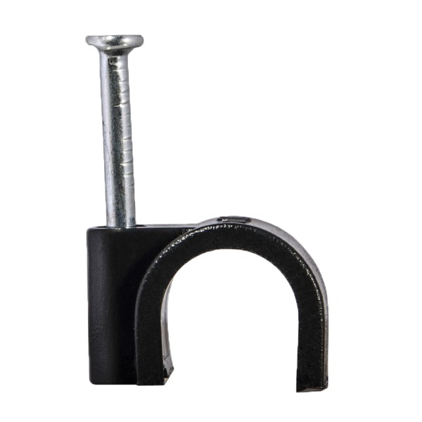 Кабельна скоба Аско-Укрем 10мм кругла чорна 100шт (A0150030040)