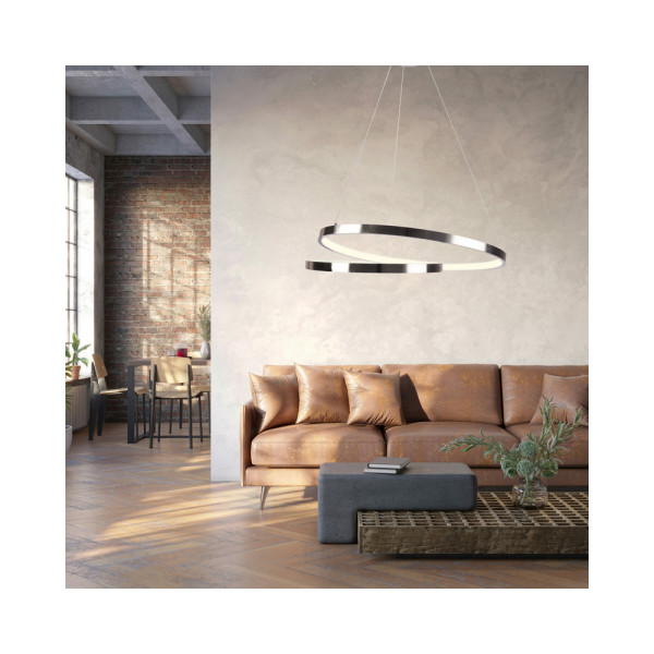 Люстра подвесная светодиодная круглая Goldlux 328045 Zefira 50 Led 1x40W 4000K 3700Lm IP20 Никелевый - фото №1