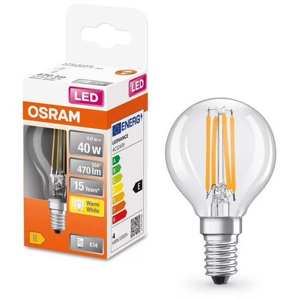 Лампа светодиодная Osram LED CL P40 4Вт/827 FIL E14 10x1 - фото №2