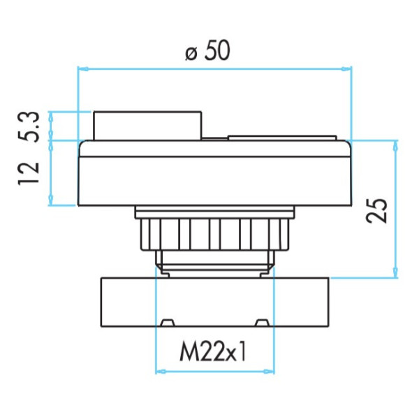 Выступающая сдвоенная кнопка EMAS B132K21KY с блок-контактом подсветки (без источника света) (1НО+1НЗ) - фото №1