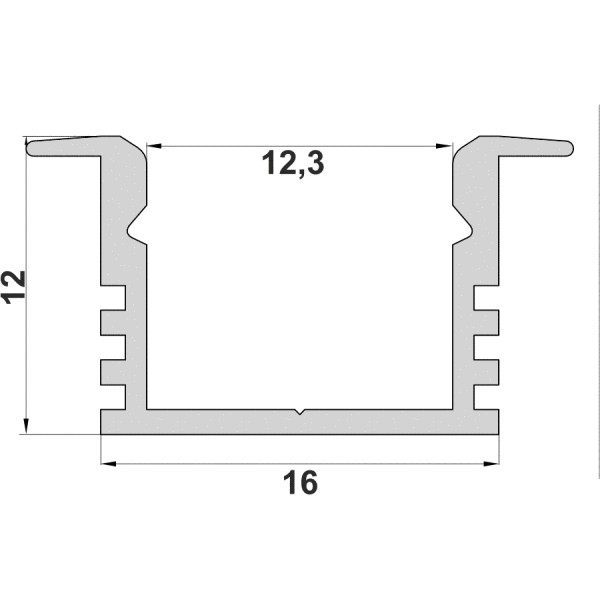 LED-профиль врезной анодированный, 2 метра (ЛПВ12е_1) - фото №2