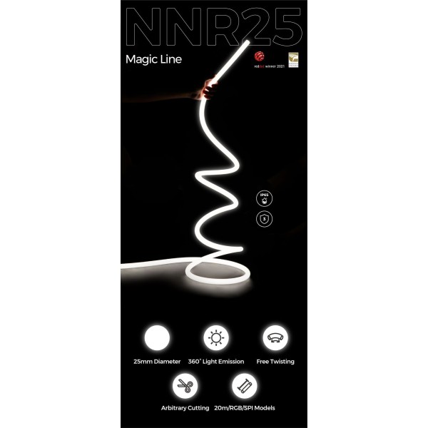 Гнучкий неон COLORS 48V IP65 14,4W 950Lm 3000K (NNR25-20M-WW) - фото №2