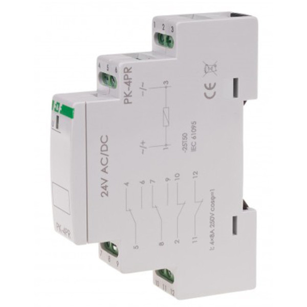 Проміжне реле F&F PK-4PR-24V 24В 2х8 А - фото №1