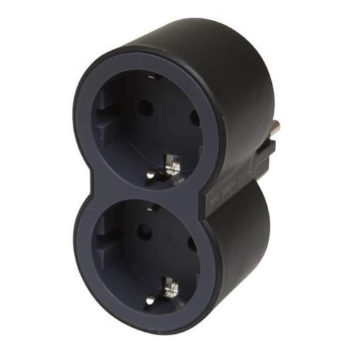 Блок на 2 фронтальні розетки Legrand стандарт чорний - фото №1