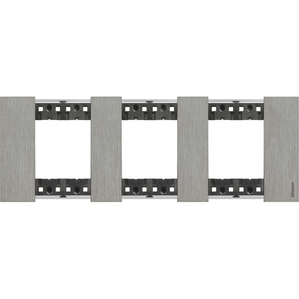 Рамка німецького стандарту на 3 поста (2+2+2 модулі) Bticino Living Now KA4802M3ZG сталь