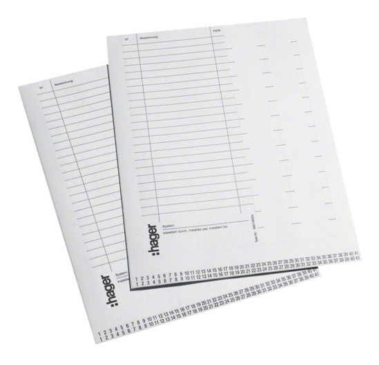 Маркувальні листи для написів Hager VZ717 для щитів Volta