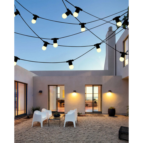 Гирлянда Goldlux 310330 Party M2 E27 10x6W 3000K 50Lm IP44 с белыми лампочками. - фото №1