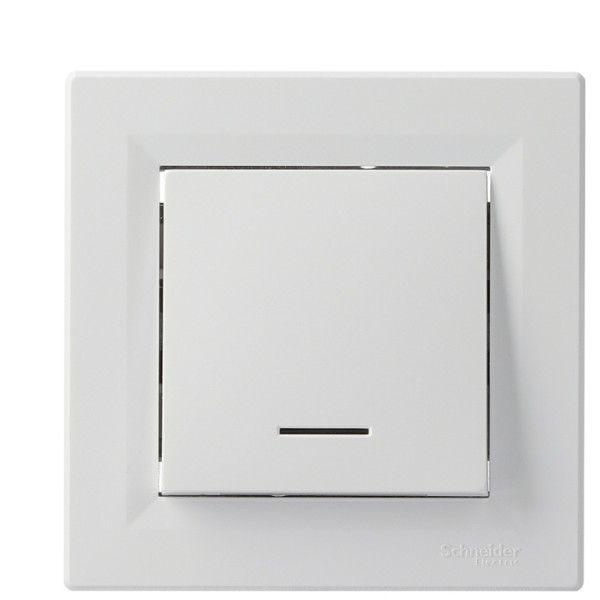 Вимикач 1-клавішний з підсвічуванням Asfora білий, EPH1400121