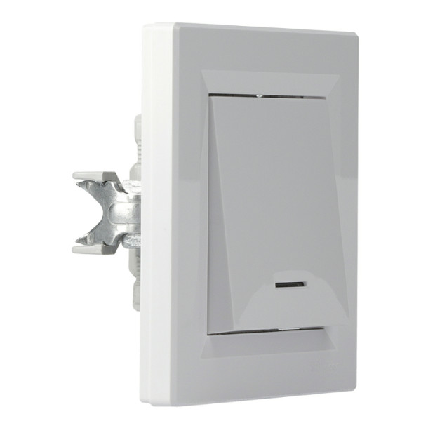 Вимикач 1-клавішний з підсвічуванням Asfora білий, EPH1400121 - фото №1