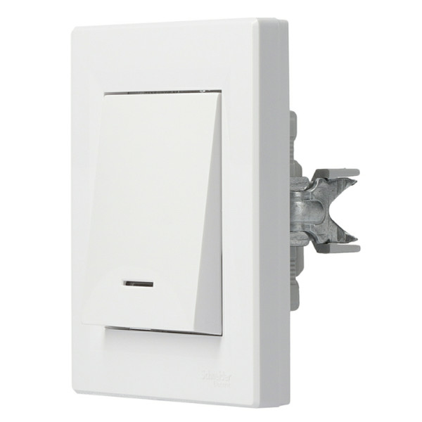 Вимикач 1-клавішний з підсвічуванням Asfora білий, EPH1400121 - фото №5