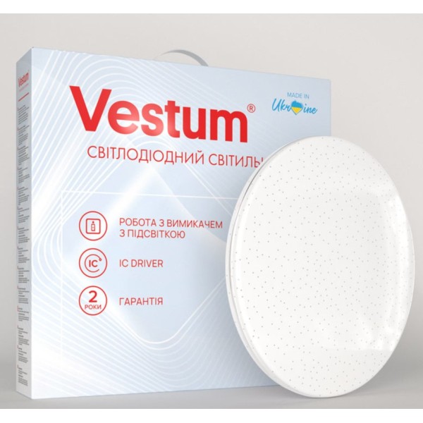 Круглый накладной светильник Vestum SIMPLE звездное небо 36Вт 375x60мм 4000К 2900Лм - фото №1