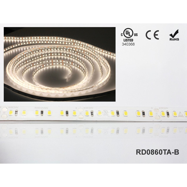 LED стрічка RISHANG 60-2835-12V-IP20 4.8W 505Lm 3000K 5м (RD0860TA-B-WW) - фото №2