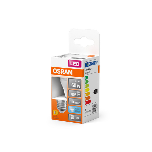 Світлодіодна лампочка Osram 4099854022005 LED Star Classic P60 Frosted E27 1x6.5W 4000K 806Lm IP20 - фото №1