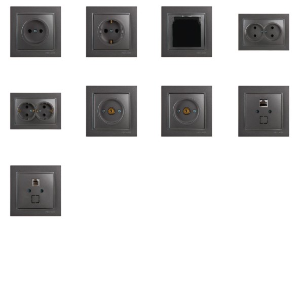 Розетка Nilson Thor антрацит 1-на з заземленням з кришкою ( 27161018 ) - фото №2