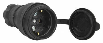 Каучуковая переносная розетка E.Next e.socket.rubber.029.16 16А с заземлением и защитной крышкой (s9100024)