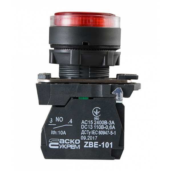 Кнопка Аско-Укрем TB5-AW34M5 з підсвічуванням червона (A0140010174) - фото №4