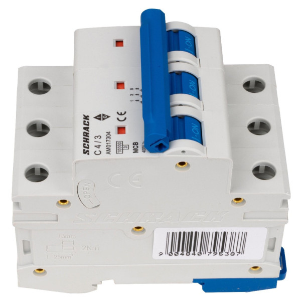 Автоматичний вимикач Schrack AM017304 10кА 4А 3P C - фото №3