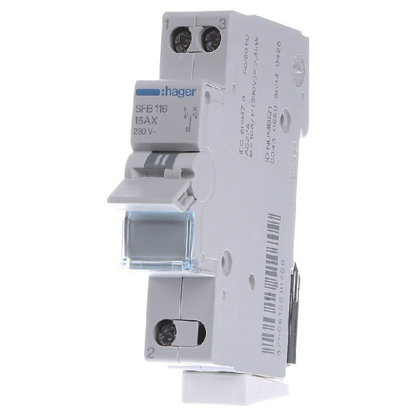 Перемикач Hager SFB116 I-0-II 1P 16А/230В 1м