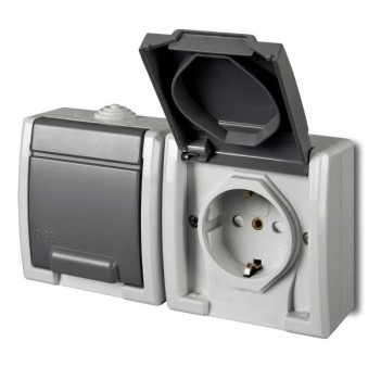 Розетка накладна 2-місна з кришкою Elektro-Plast Aquant IP55, 1245-10