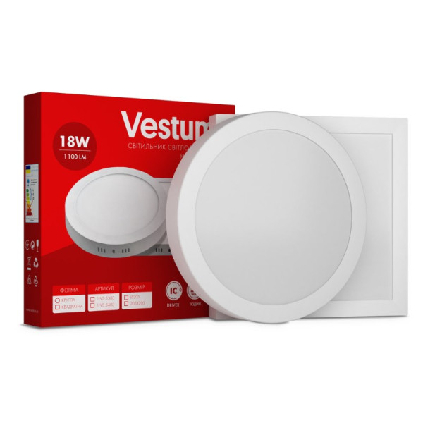 Круглый накладной светильник Vestum 1-VS-5307 18Вт 6000K - фото №1