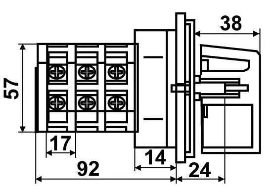 Пакетный переключатель Аско-Укрем ПКП Е9 3.833 A0110010024 (1-0-2 3 полюса) - фото №5