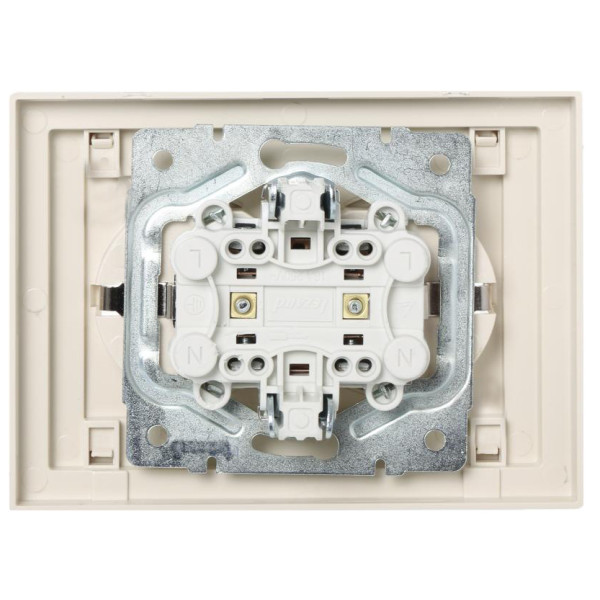 Подвійна розетка Lezard Rain (703-0303-127B) із з/к ПБТ (кремова) - фото №2