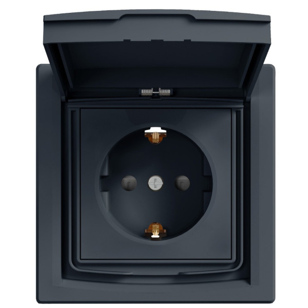 Розетка Schneider Electric Asfora EPH3100371 с заземлением и с шторками (антрацит)