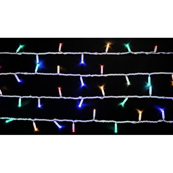 Вулична різнокольорова LED гірлянда Delux EN STRING 200LED (90012981) 20м (2х10м) 40 миготливих діодів IP44 білий шнур - фото №1