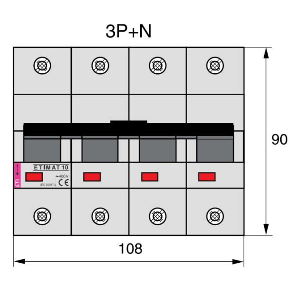 Автоматичний вимикач ETI 002136732 ETIMAT 10 3p+N C 100А (20 kA) - фото №1