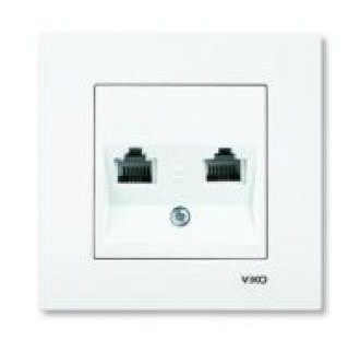 Розетка телефонна подвійна (2хRJ11, Cat3) біла