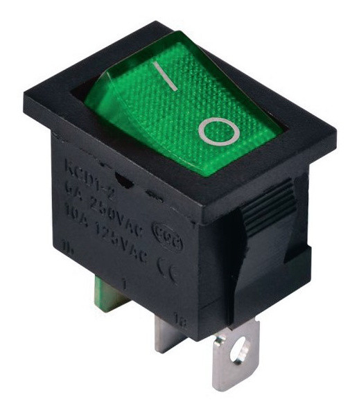 Переключатель TNSy KCD1-2-101N G/B с подсветкой зеленый (TNSy5500688)