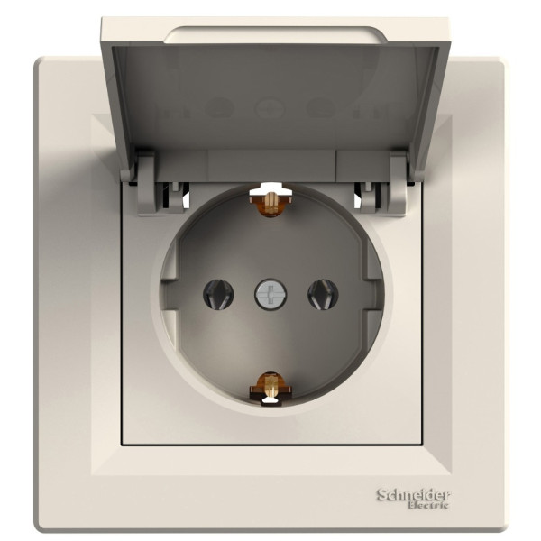 Розетка з кришкою кремова Asfora, EPH3100123