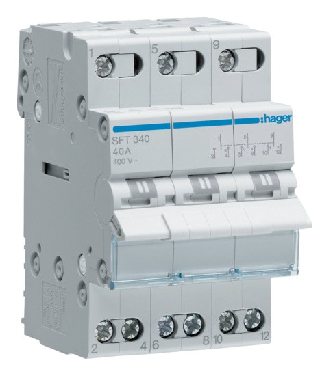 Перемикач Hager SFT340 3P 40А/230В 3м I-0-II