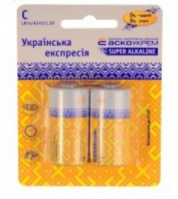 Батарейка щелочная Аско-Укрем C.LR14.BL2 (блистер 2шт)