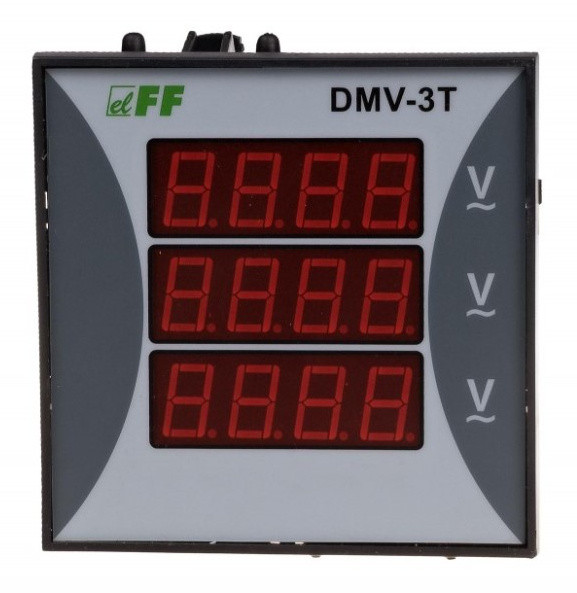 Трифазний щитовий вольтметр F&F DMV-3T 100-265В AC - фото №1