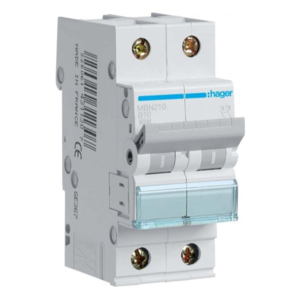 Автоматичний вимикач Hager MBN210 6кА B 10A 2P