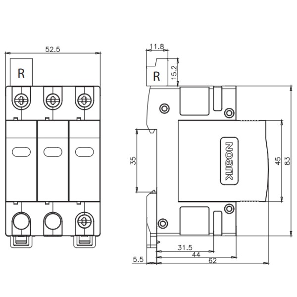 ПЗІП NOARK Ex9UE2 20 2 (C) 40кА 440В AC 3P (103365) - фото №1