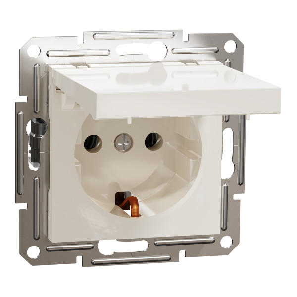 Розетка з заземленням та кришкою Schneider Electric Asfora без рамки кремова (EPH3170123)