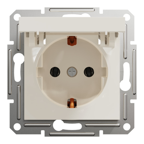 Розетка з заземленням та кришкою Schneider Electric Asfora без рамки кремова (EPH3170123) - фото №3
