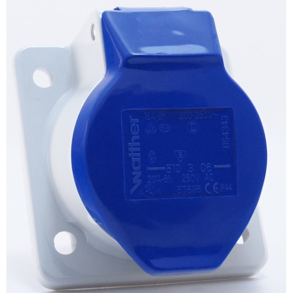 Наклонный силовой разъем WALTHER WL510306 (2P+E) 16А 230V IP44 - фото №4